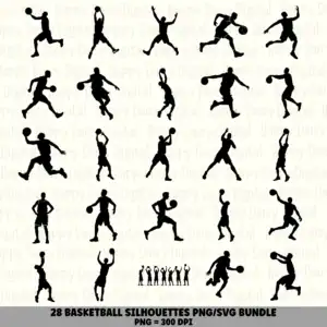 28 Basketball Player Silhouette PNG SVG Bundle | Silhouette Designs | Sublimation Cricut Digital Download