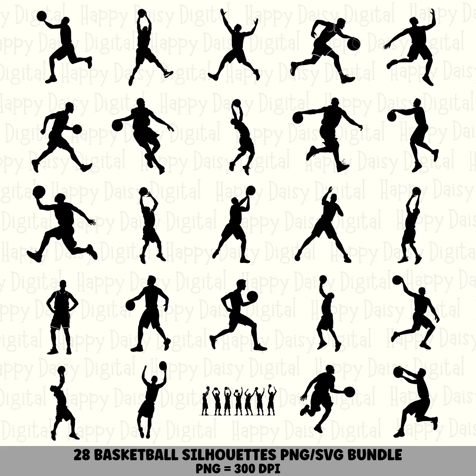 28 Basketball Player Silhouette PNG SVG Bundle | Silhouette Designs | Sublimation Cricut Digital Download