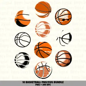 10 Basketball PNG SVG Bundle | Basketball Icons Designs | Sublimation Cricut Digital Download