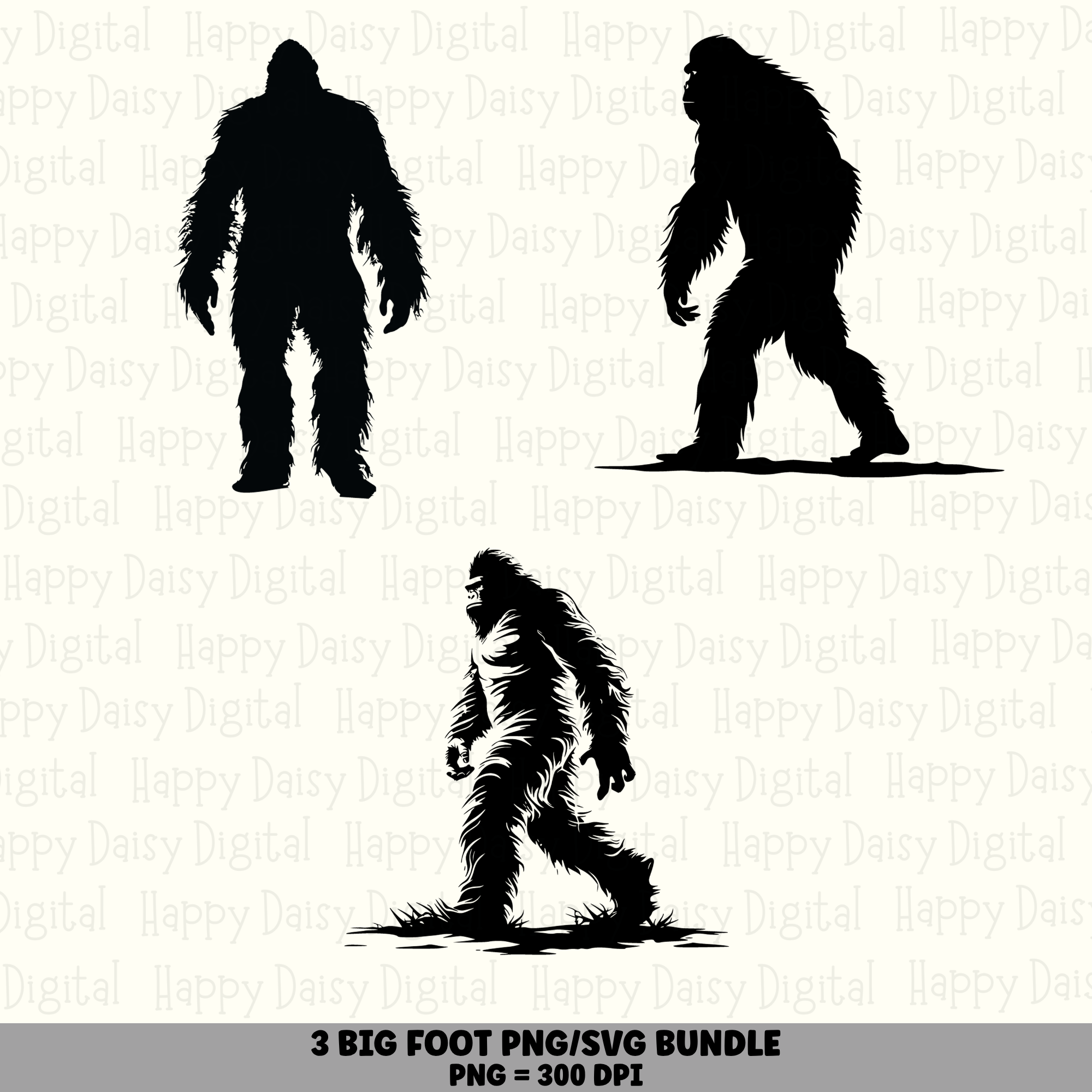 3 Bigfoot Sasquatch PNG SVG Bundle | Sasquatch Designs | Sublimation Cricut Digital Download