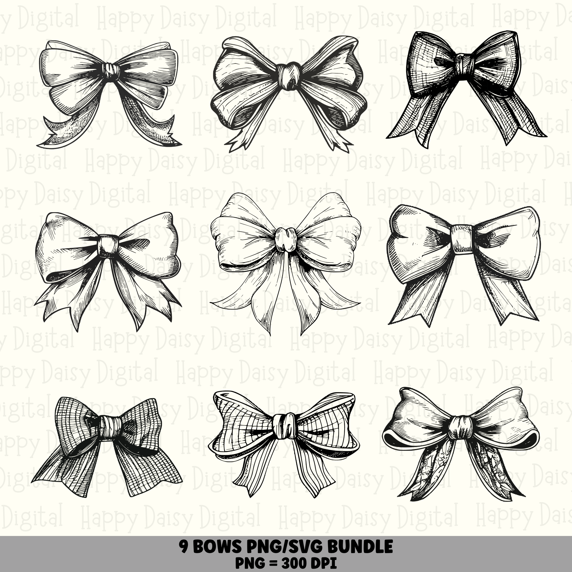 9 Bow PNG SVG Bundle | Bow Color Set 4 Designs | Sublimation Cricut Digital Download