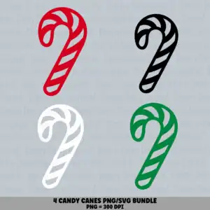 4 Candy Cane PNG SVG Bundle | Candy Cane Colors Designs | Sublimation Cricut Digital Download