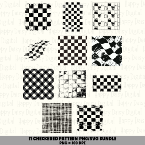 11 Checkered Pattern PNG SVG Bundle | Mixed Checkered Set Designs | Sublimation Cricut Digital Download