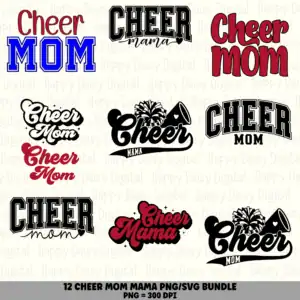 9 Cheer Mom PNG SVG Bundle | Cheer Mom Sayings Designs | Sublimation Cricut Digital Download