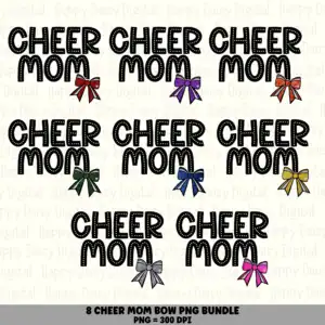 8 Cheer Mom PNG Bundle | Dots Colors Designs | Sublimation Cricut Digital Download