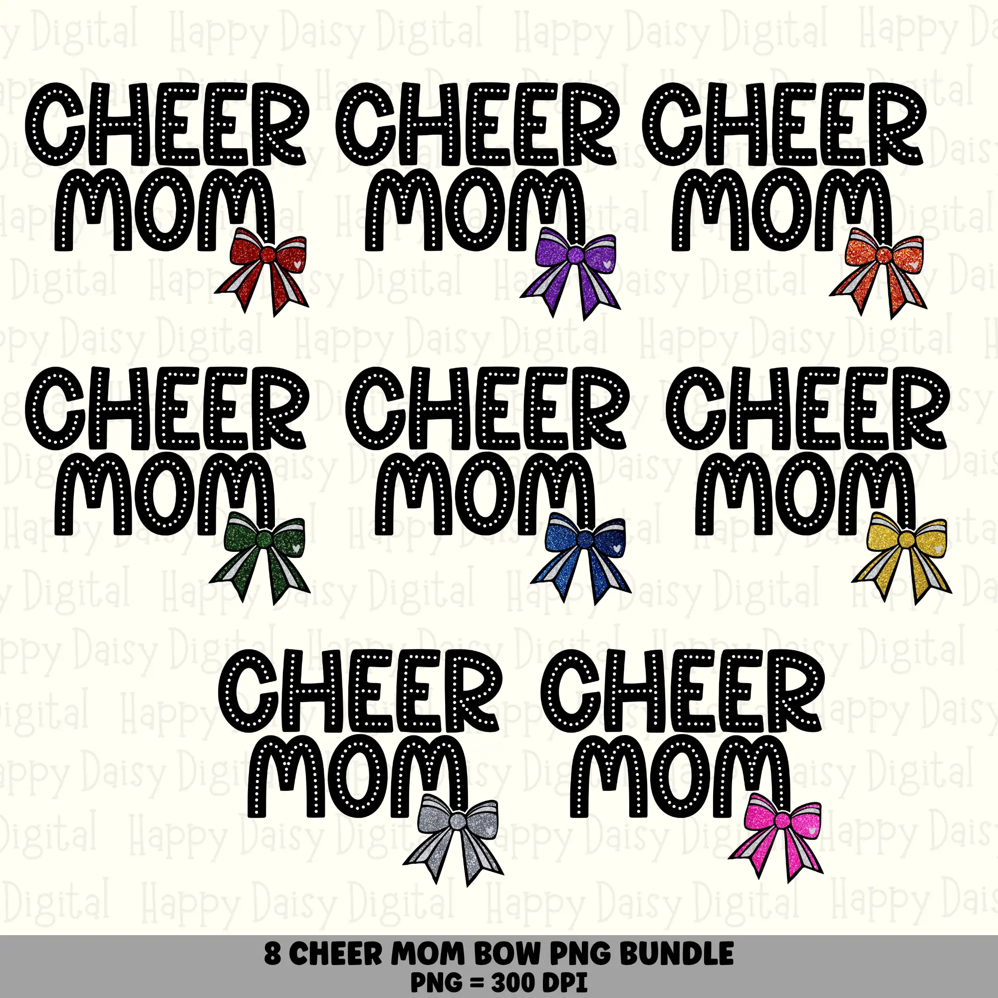 8 Cheer Mom PNG Bundle | Dots Colors Designs | Sublimation Cricut Digital Download