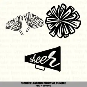 3 Cheer Pom Pom & Megaphone PNG SVG Bundle | Pom Pom & Megaphone Designs | Sublimation Cricut Digital Download