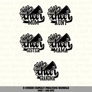 5 Cheer Family Swoosh PNG SVG Bundle | Family Swoosh Designs | Sublimation Cricut Digital Download
