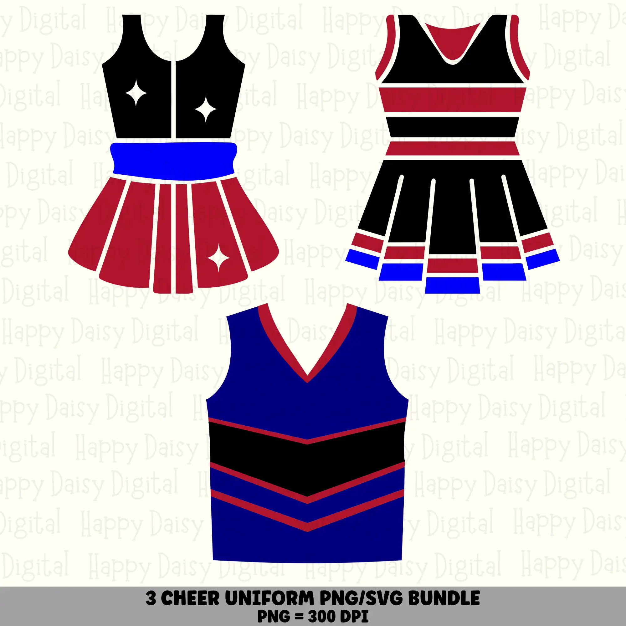 3 Cheer Uniform PNG SVG Bundle | Cheer Uniform Designs | Sublimation Cricut Digital Download