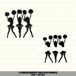 2 Cheerleader PNG SVG Bundle | 3X Cheerleaders Designs | Sublimation Cricut Digital Download