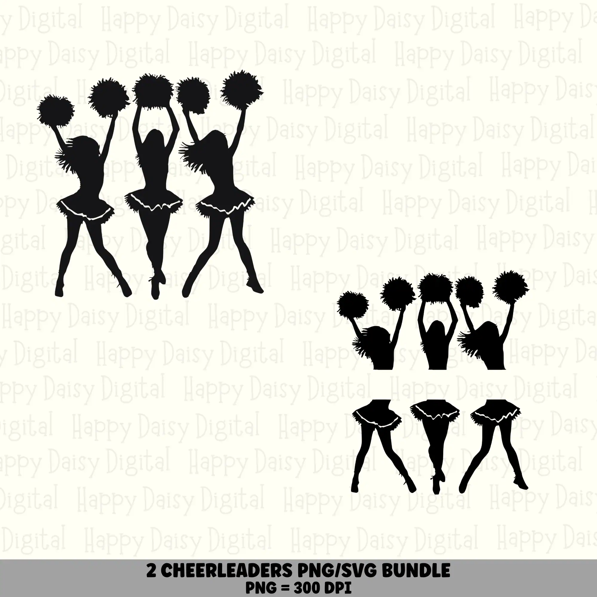 2 Cheerleader PNG SVG Bundle | 3X Cheerleaders Designs | Sublimation Cricut Digital Download