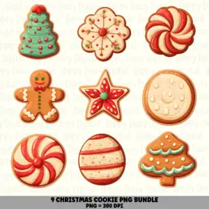 9 Christmas Cookies PNG Bundle | Christmas Cookies Designs | Sublimation Cricut Digital Download