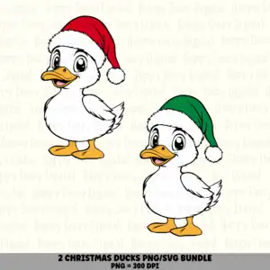2 Christmas Duck PNG SVG Bundle | Duck with Santa Hat Designs | Sublimation Cricut Digital Download