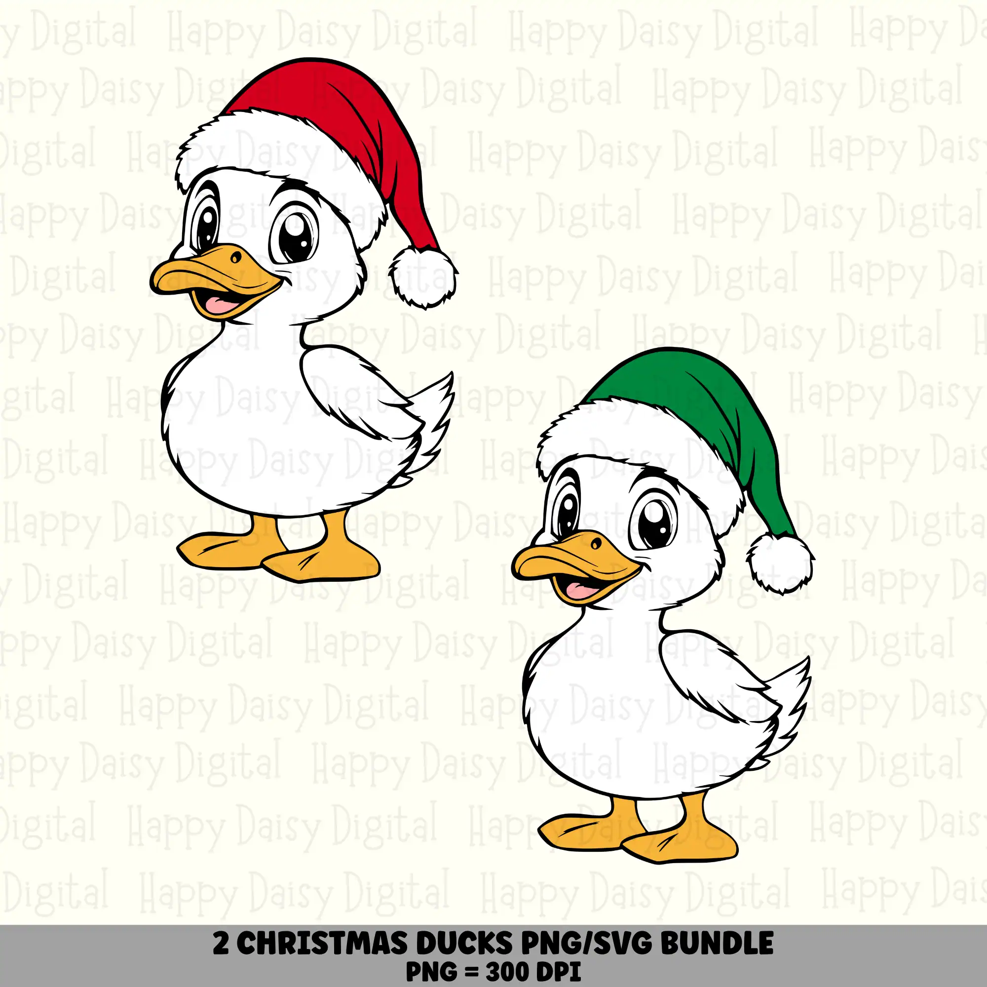 2 Christmas Duck PNG SVG Bundle | Duck with Santa Hat Designs | Sublimation Cricut Digital Download