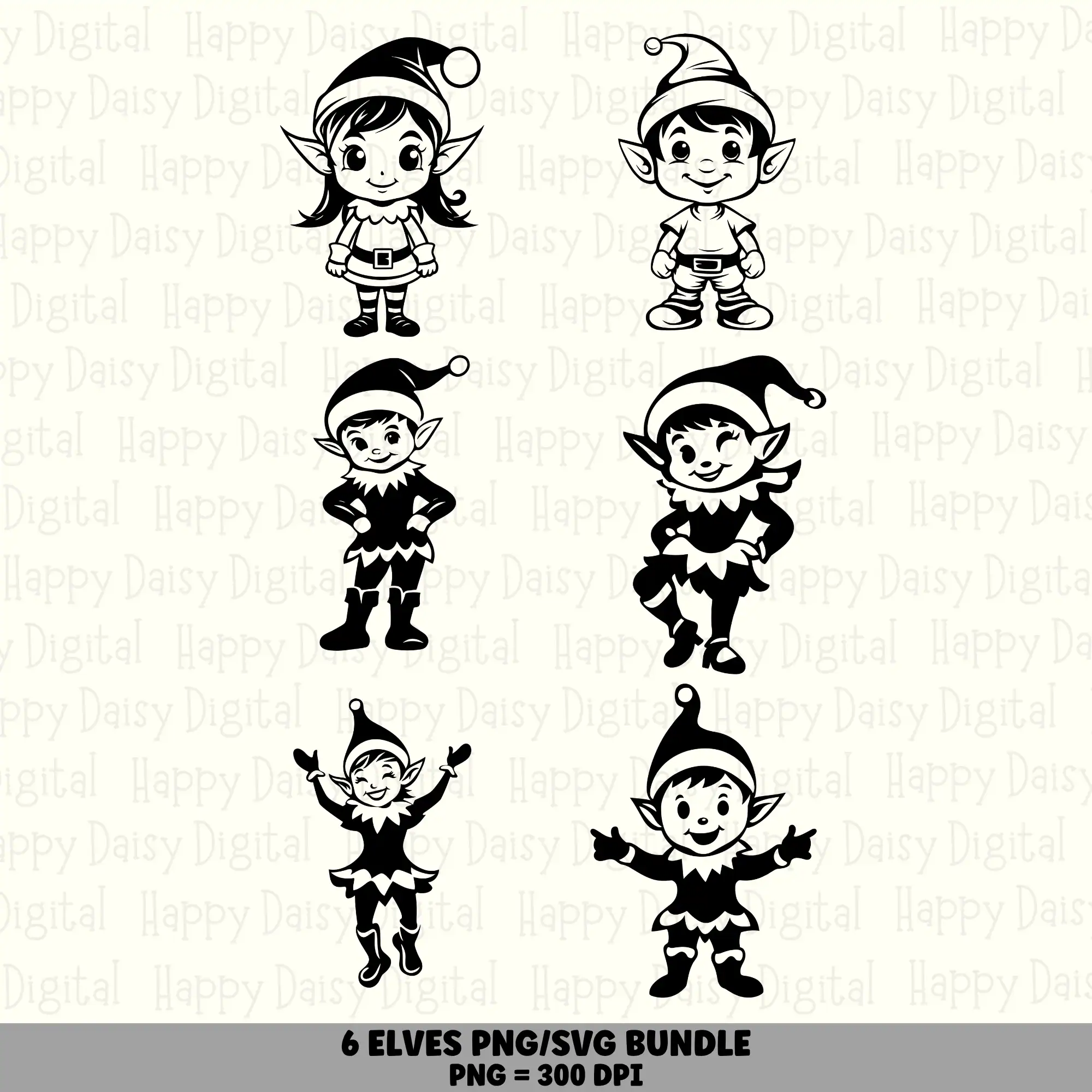 6 Christmas Elf PNG SVG Bundle | Elf Designs | Sublimation Cricut Digital Download