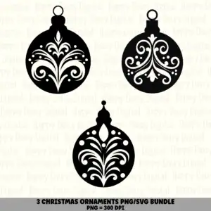 3 Christmas Ornament PNG SVG Bundle | Ornament Set A Designs | Sublimation Cricut Digital Download