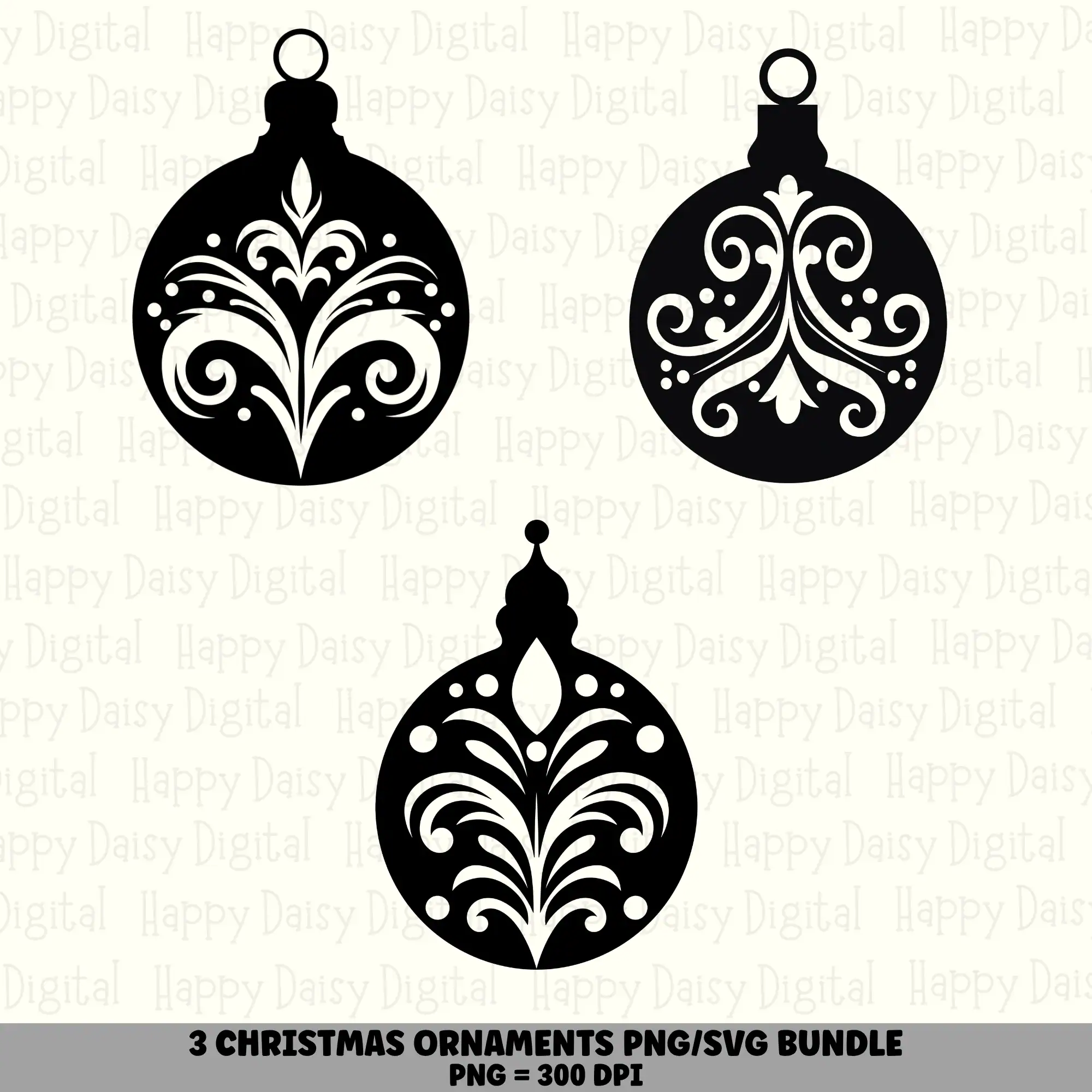 3 Christmas Ornament PNG SVG Bundle | Ornament Set A Designs | Sublimation Cricut Digital Download