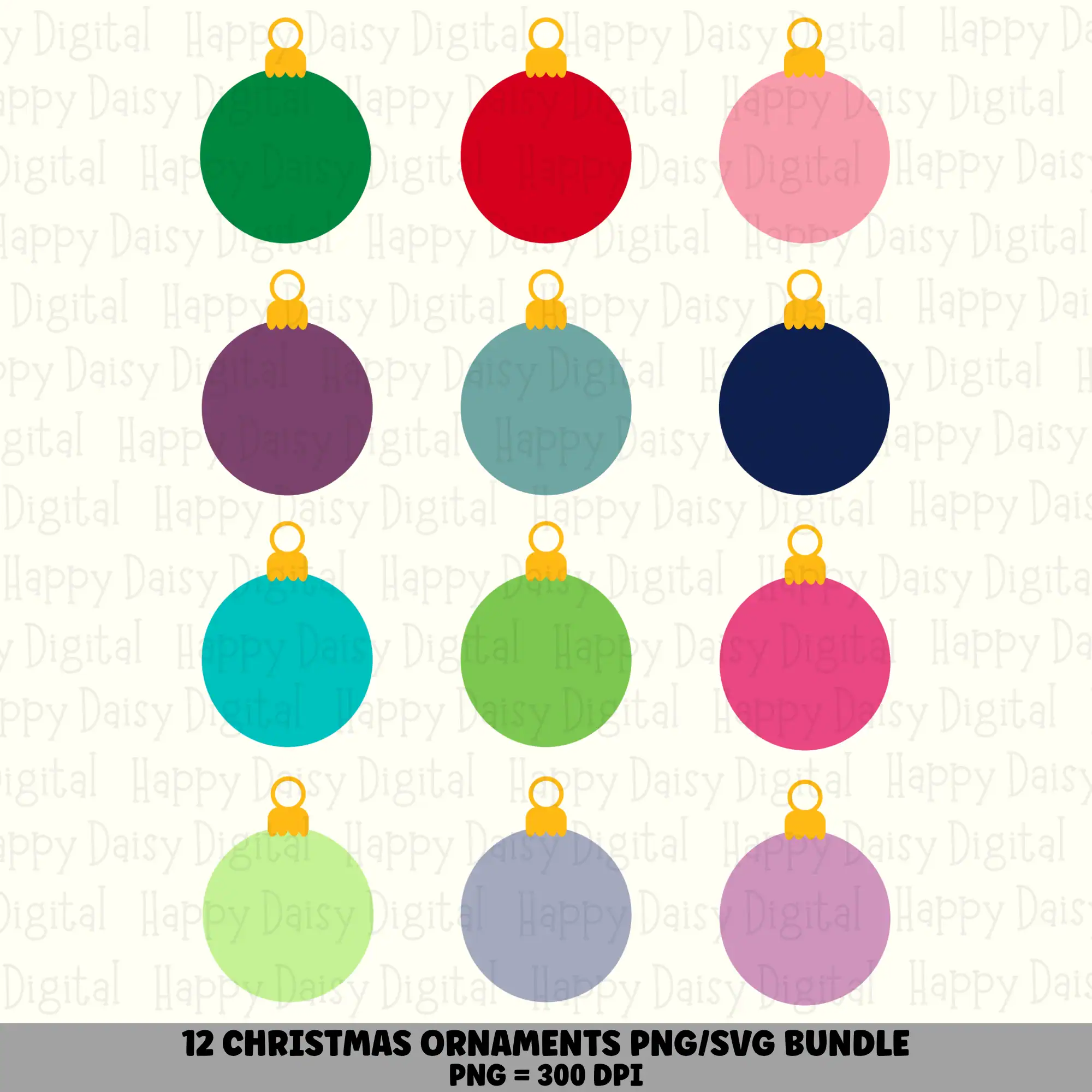 12 Christmas Ornament PNG SVG Bundle | Ornament Style 1 Colors Designs | Sublimation Cricut Digital Download