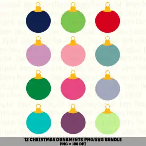 12 Christmas Ornament PNG SVG Bundle | Ornament Style 2 Colors Designs | Sublimation Cricut Digital Download