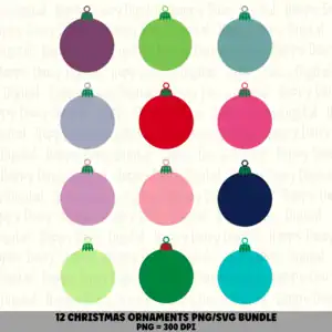 12 Christmas Ornament PNG SVG Bundle | Ornament Two-Tone Colors Designs | Sublimation Cricut Digital Download
