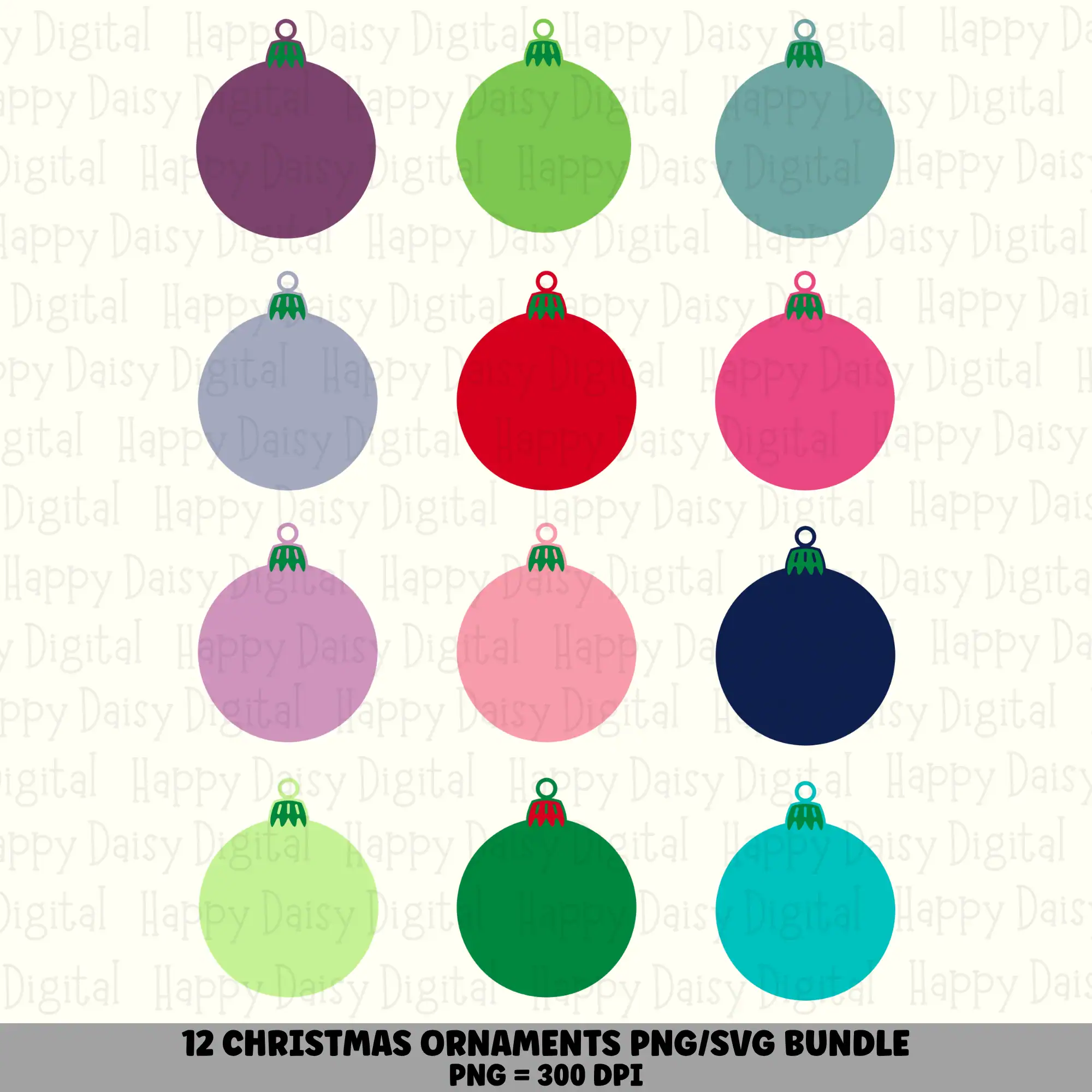 12 Christmas Ornament PNG SVG Bundle | Ornament Two-Tone Colors Designs | Sublimation Cricut Digital Download