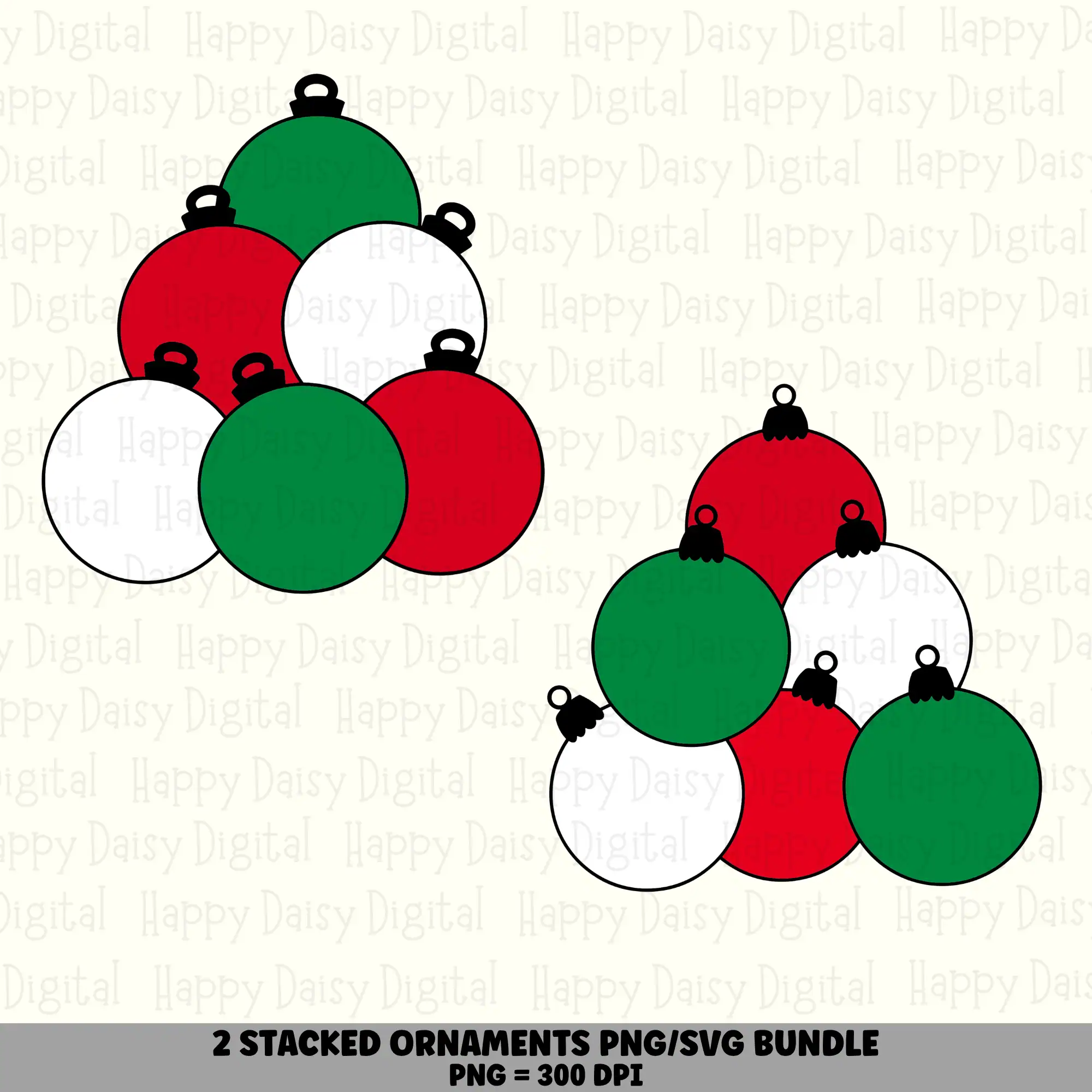 2 Christmas Ornament PNG SVG Bundle | Stacked Ornament Designs | Sublimation Cricut Digital Download