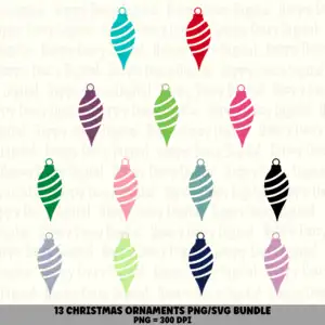 13 Christmas Twist Ornament PNG SVG Bundle | Twist Ornament Colors Designs | Sublimation Cricut Digital Download