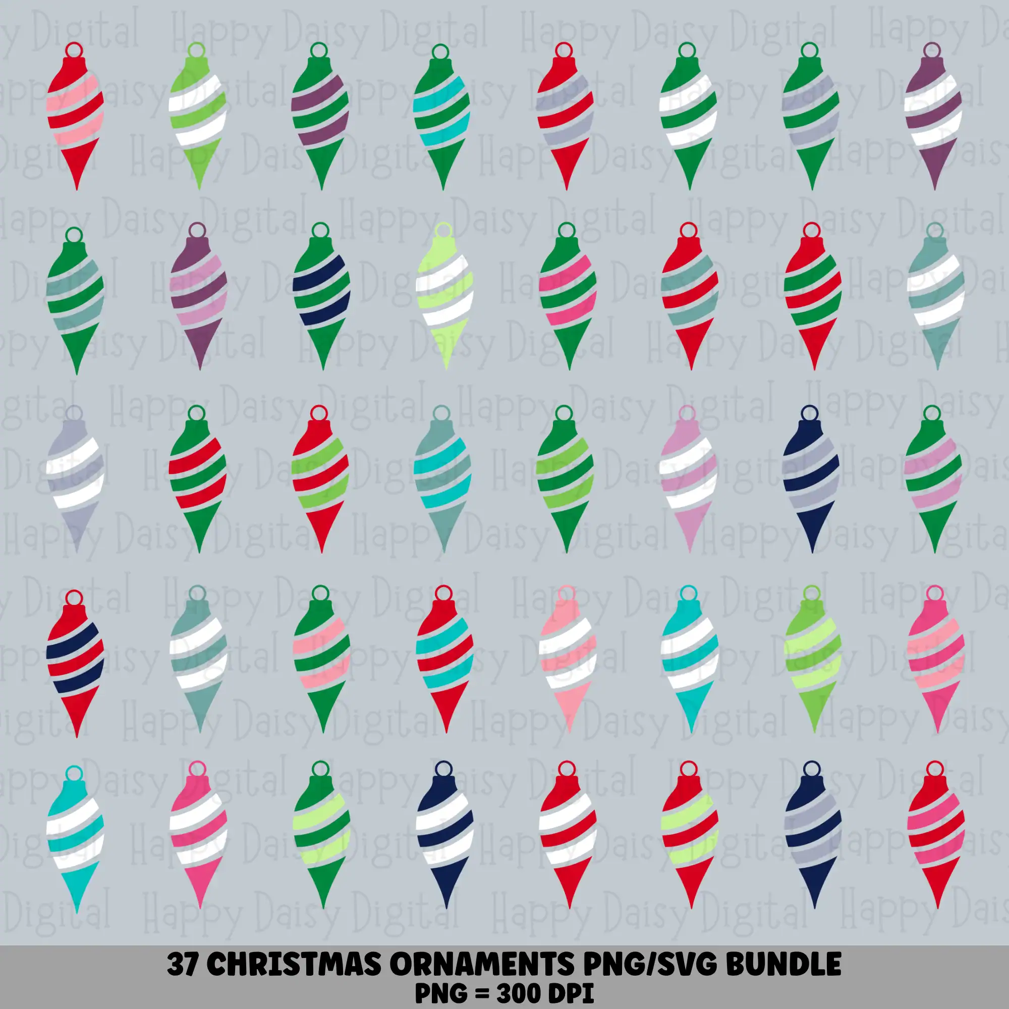 37 Christmas Twist Ornament PNG SVG Bundle | Twist Ornament Colors Vol 2 Designs | Sublimation Cricut Digital Download