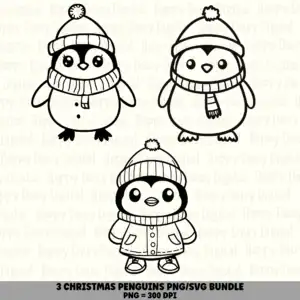 5 Christmas Penguin PNG SVG Bundle | Penguin Designs | Sublimation Cricut Digital Download