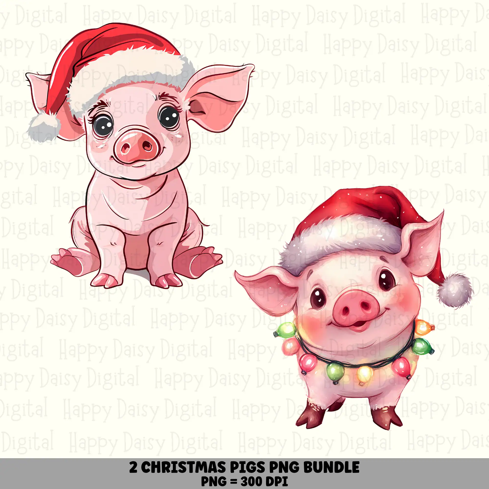 2 Christmas Pig PNG Bundle | Christmas Pig Designs | Sublimation Cricut Digital Download