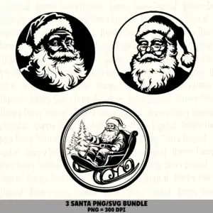 3 Santa Circle PNG SVG Bundle | Santa Circle Designs | Sublimation Cricut Digital Download
