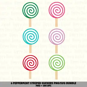 6 Peppermint Sucker PNG SVG Bundle | Peppermint Sucker Colors Designs | Sublimation Cricut Digital Download