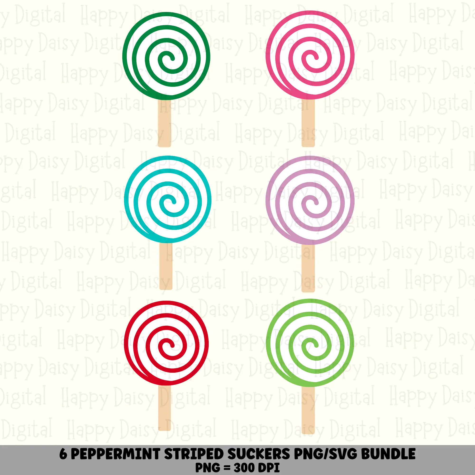 6 Peppermint Sucker PNG SVG Bundle | Peppermint Sucker Colors Designs | Sublimation Cricut Digital Download