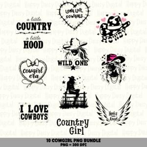 10 Cowgirl Sayings PNG Bundle | Cowgirl Sayings Vol 1 Designs | Sublimation Cricut Digital Download