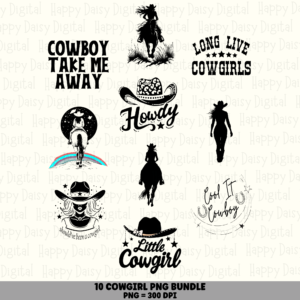 10 Cowgirl Sayings PNG Bundle | Cowgirl Sayings Vol 2 Designs | Sublimation Cricut Digital Download