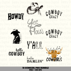 10 Cowgirl Sayings PNG Bundle | Cowgirl Sayings Vol 3 Designs | Sublimation Cricut Digital Download