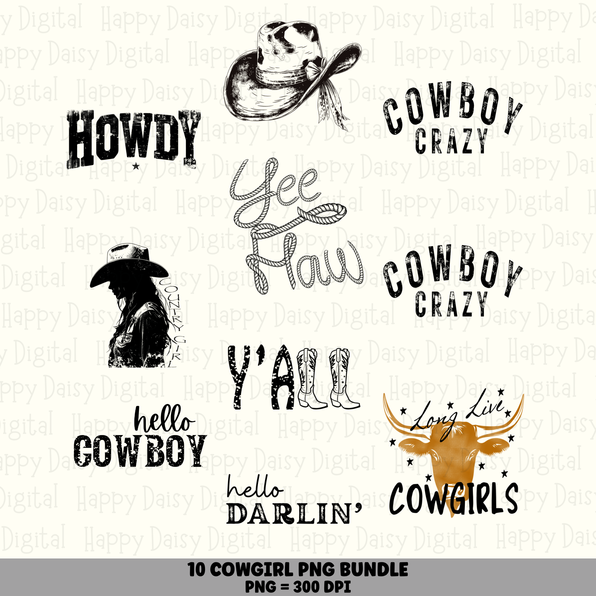 10 Cowgirl Sayings PNG Bundle | Cowgirl Sayings Vol 3 Designs | Sublimation Cricut Digital Download