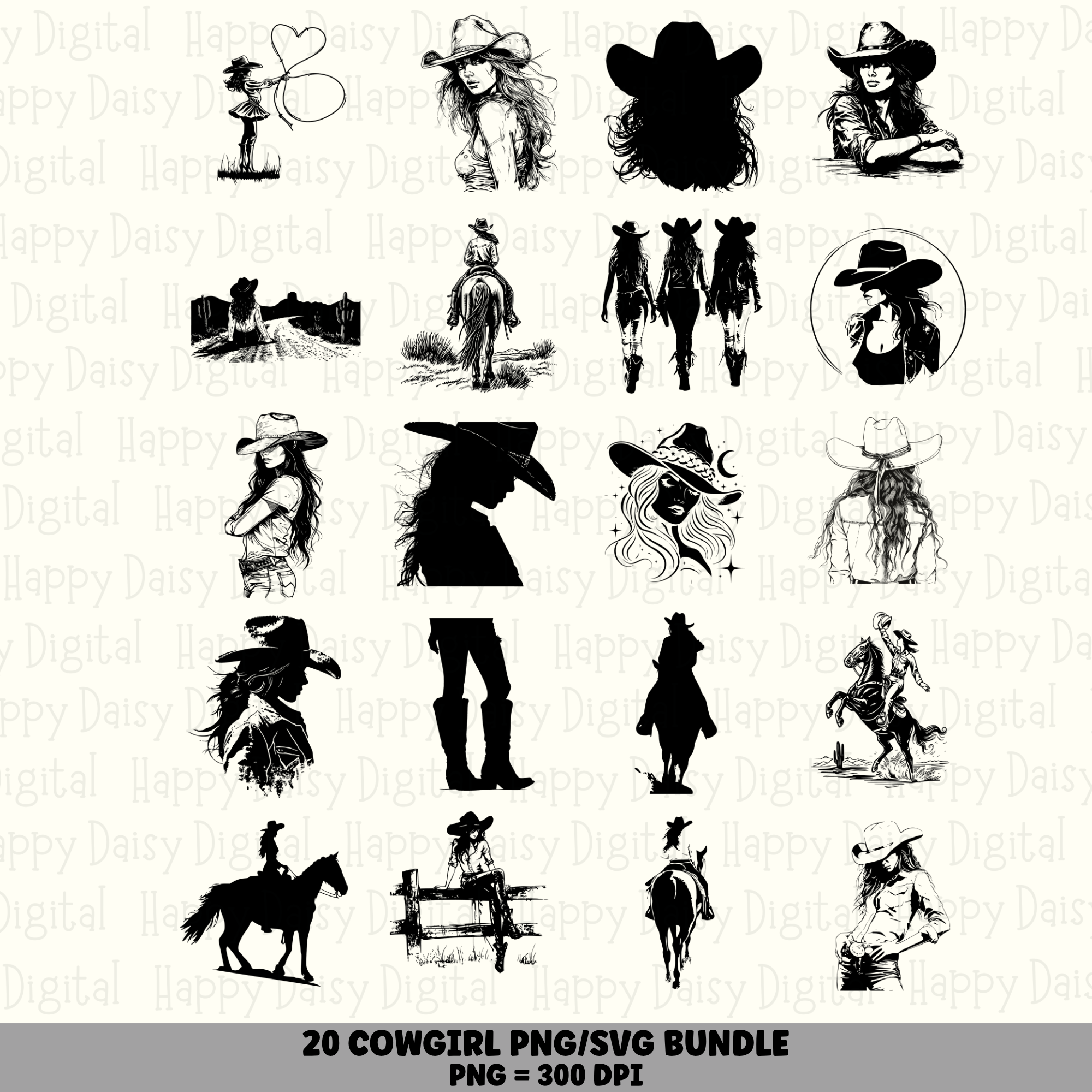 20 Cowgirl PNG SVG Bundle | Cowgirl Designs | Sublimation Cricut Digital Download