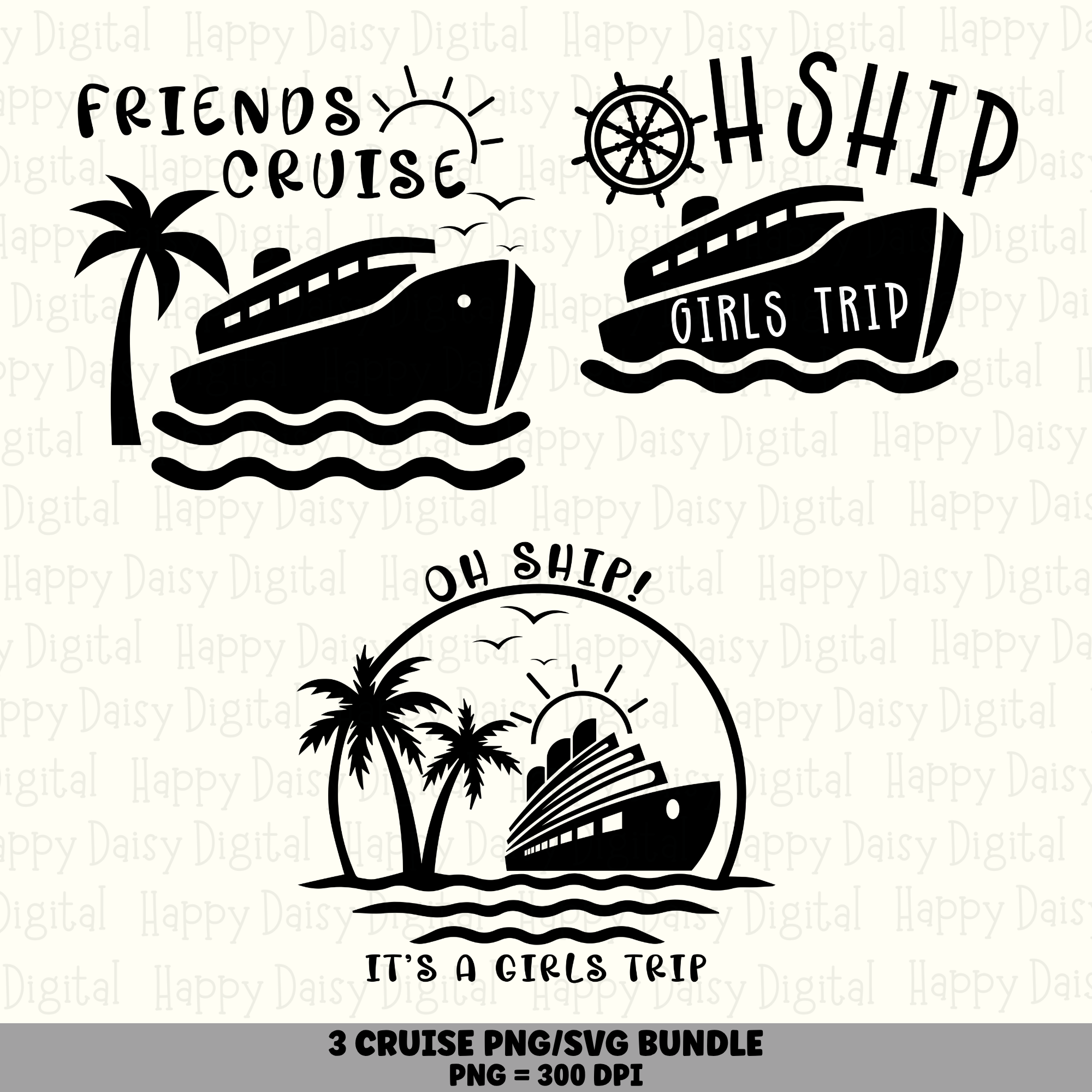 3 Cruise & Girls Trip PNG SVG Bundle | Cruise Designs | Sublimation Cricut Digital Download