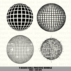 4 Disco Ball PNG SVG Bundle | Disco Ball Designs | Sublimation Cricut Digital Download