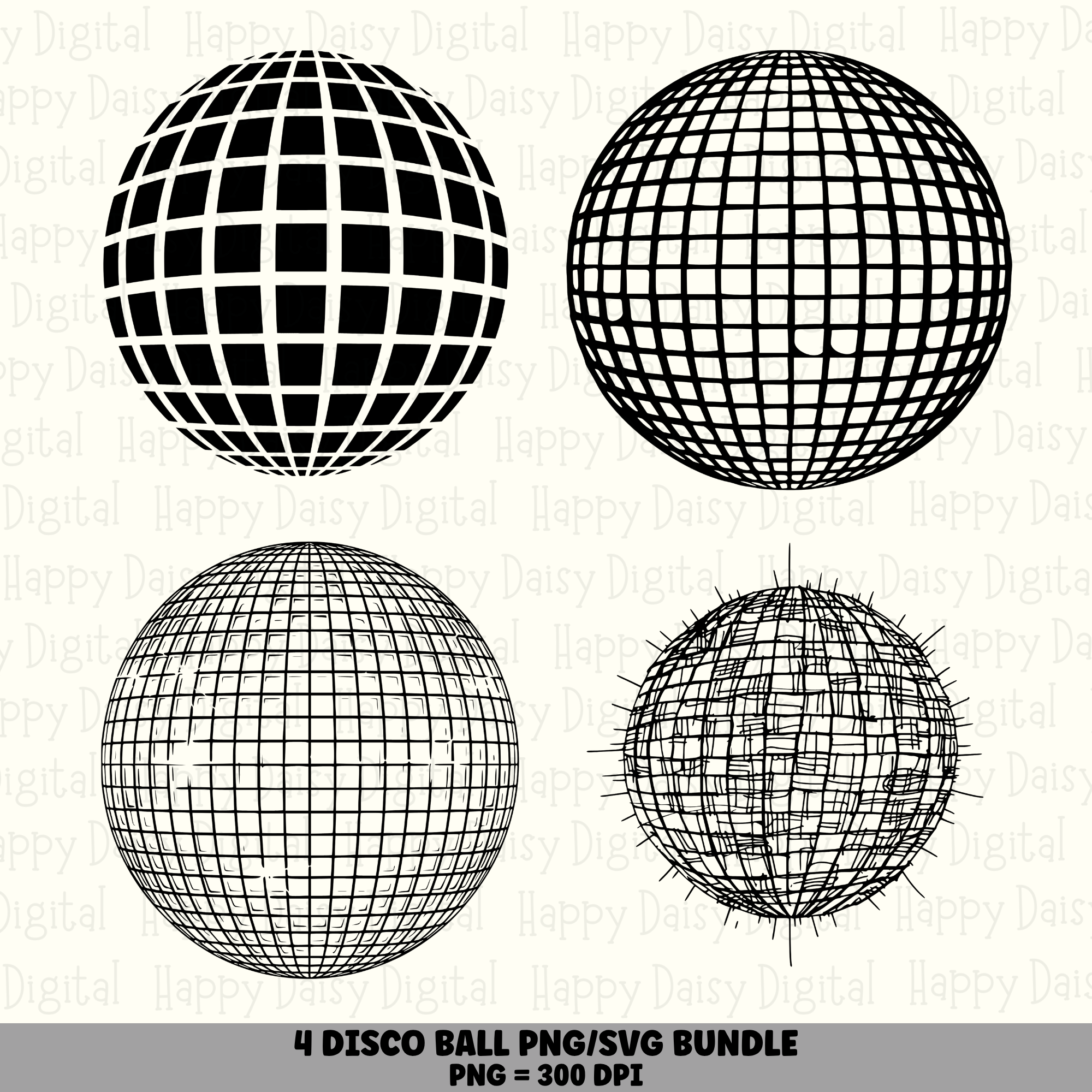 4 Disco Ball PNG SVG Bundle | Disco Ball Designs | Sublimation Cricut Digital Download