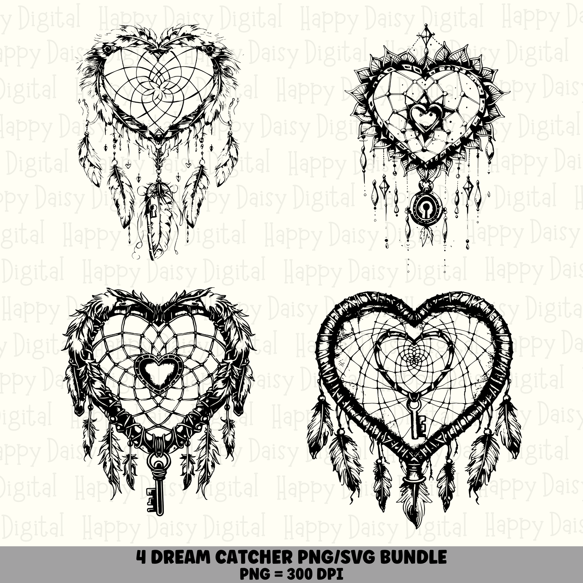 4 Dream Catcher PNG SVG Bundle | Dream Catcher Designs | Sublimation Cricut Digital Download