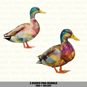2 Mallard Duck Mosaic PNG Bundle | Duck Mosaic Designs | Sublimation Cricut Digital Download