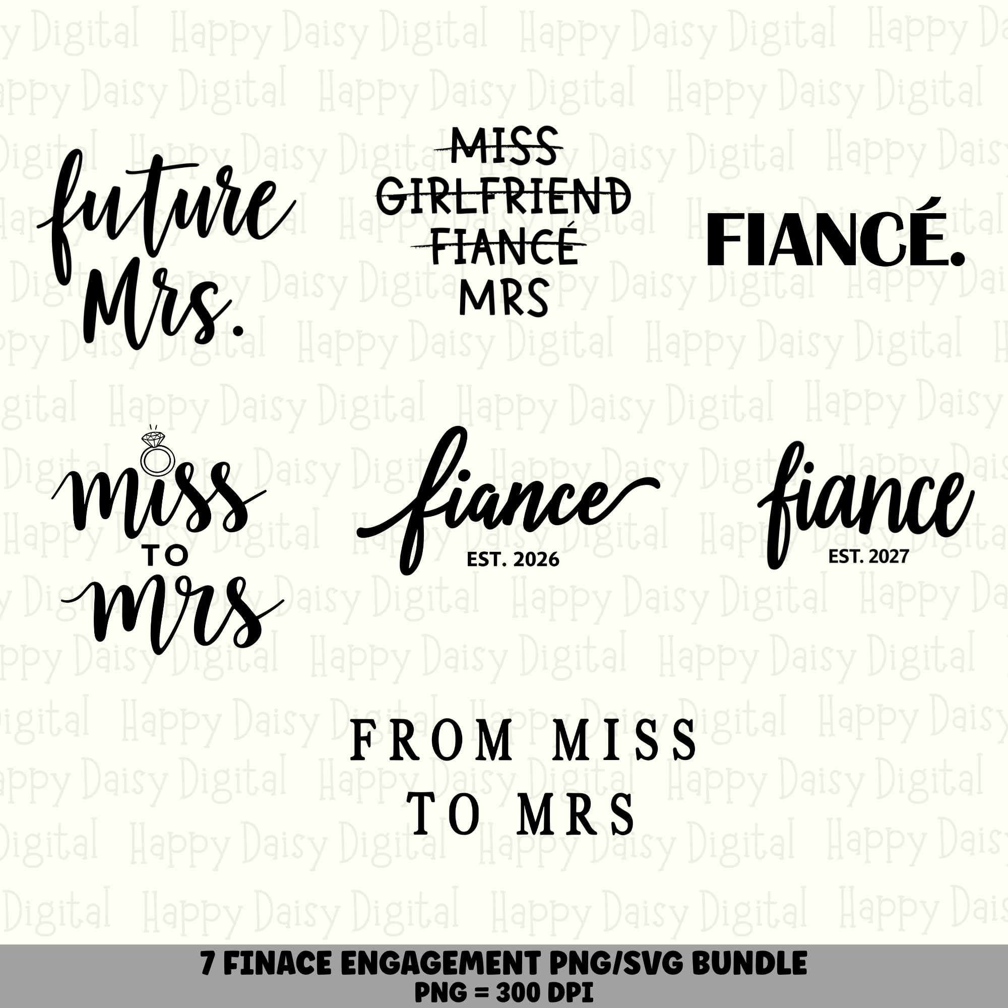 7 Engagement & Fiance PNG SVG Bundle | Fiance Designs | Sublimation Cricut Digital Download