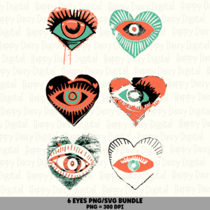 6 Eye PNG SVG Bundle | Eye Icon Designs | Sublimation Cricut Digital Download