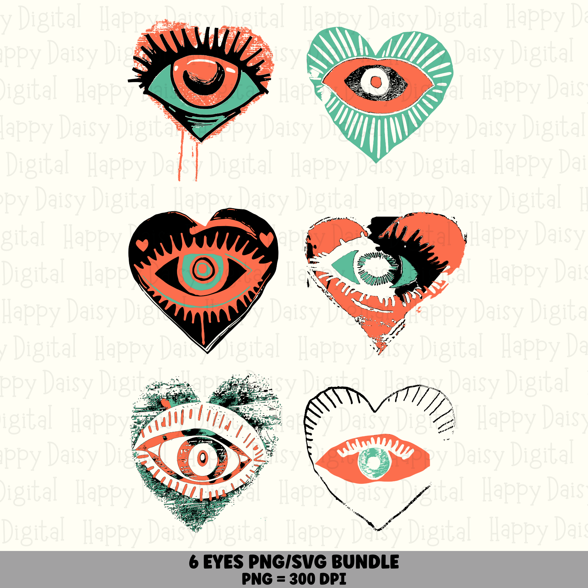 6 Eye PNG SVG Bundle | Eye Icon Designs | Sublimation Cricut Digital Download