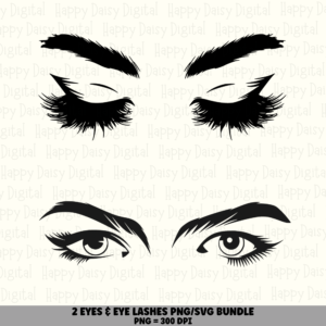 2 Eyes & Eyelashes PNG SVG Bundle | Eyes & Lashes Designs | Sublimation Cricut Digital Download