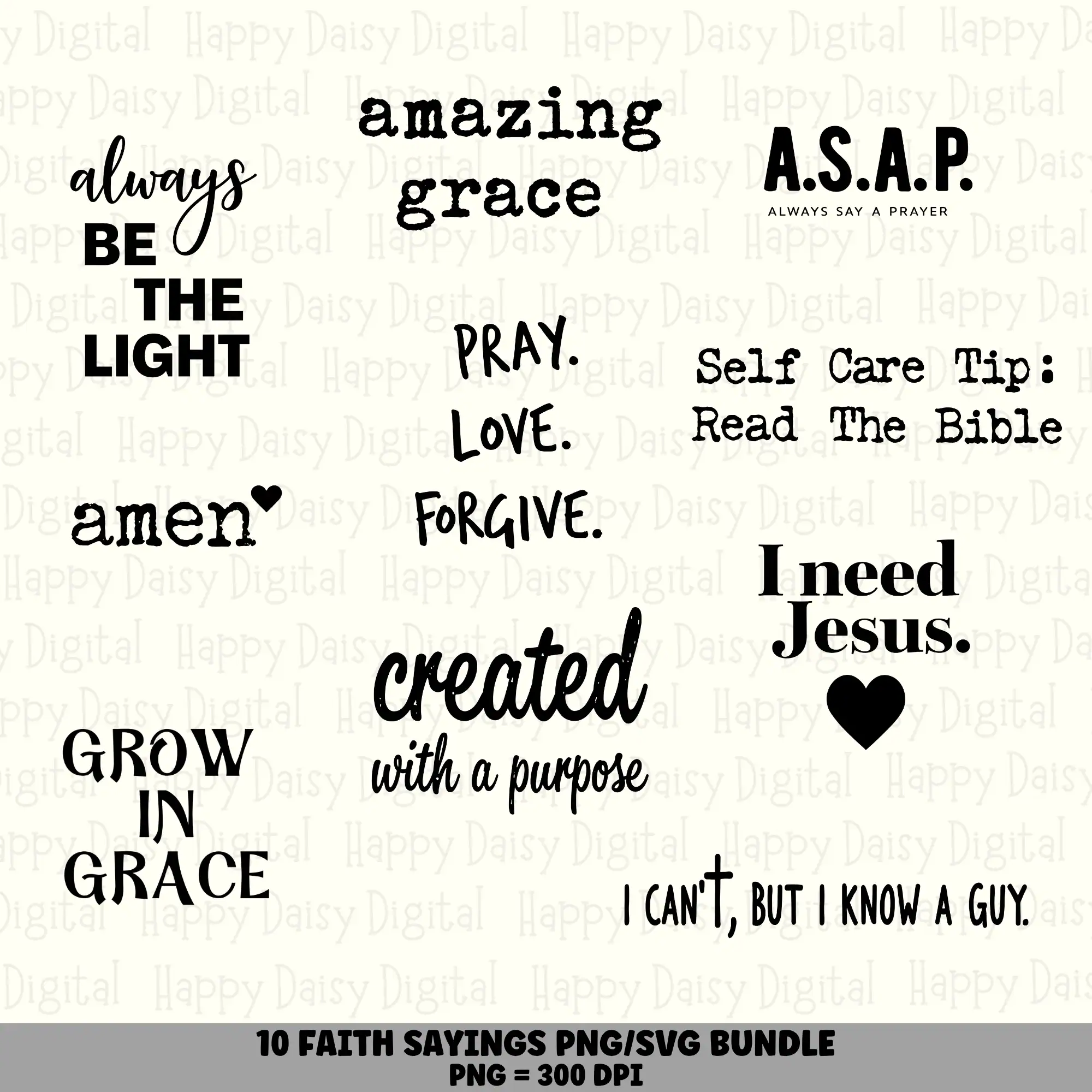 10 Faith Sayings PNG SVG Bundle | Faith Sayings Vol 1 Designs | Sublimation Cricut Digital Download