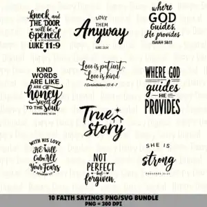 10 Faith Sayings PNG SVG Bundle | Faith Sayings Vol 10 Designs | Sublimation Cricut Digital Download