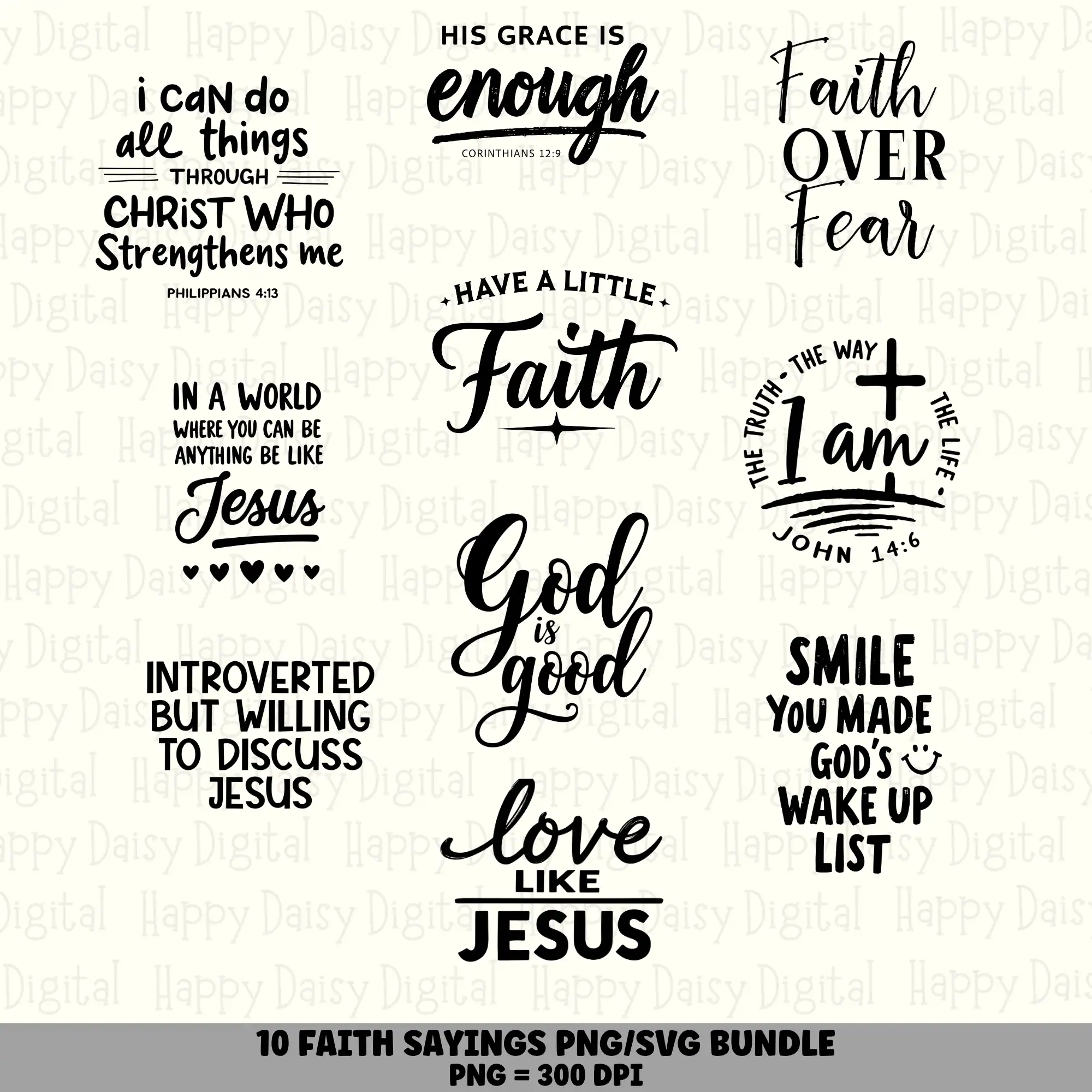 10 Faith Sayings PNG SVG Bundle | Faith Sayings Vol 12 Designs | Sublimation Cricut Digital Download